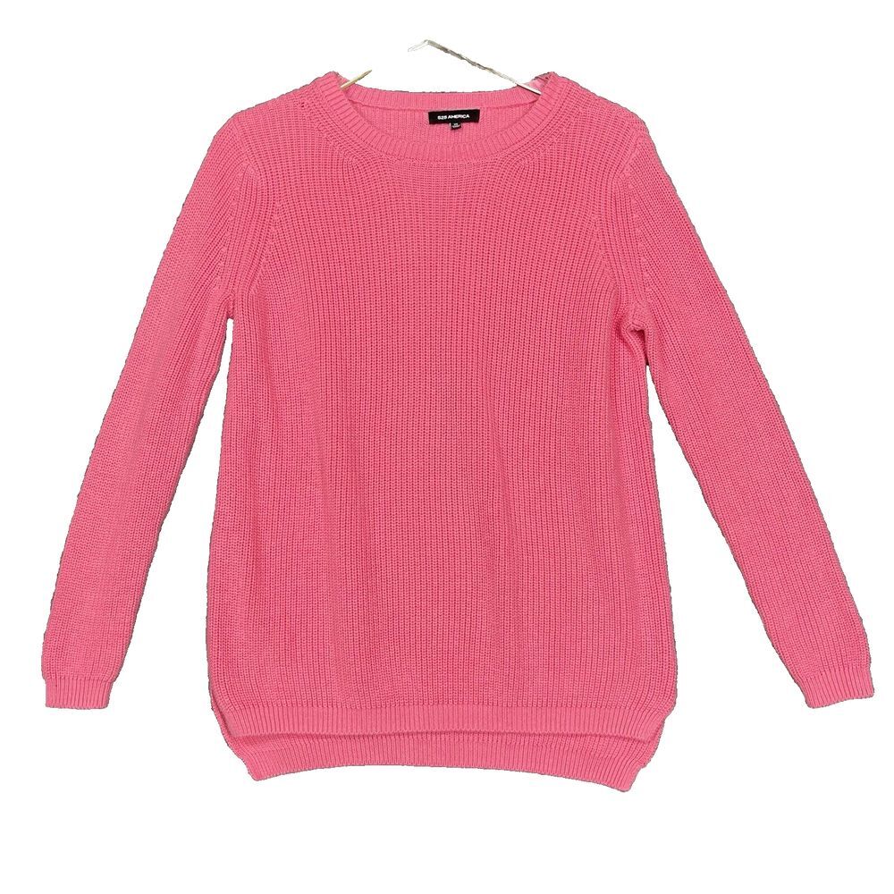 525 America Sweater Womens XS Pink Crewneck Chunky Knit 100% Cotton Revolve